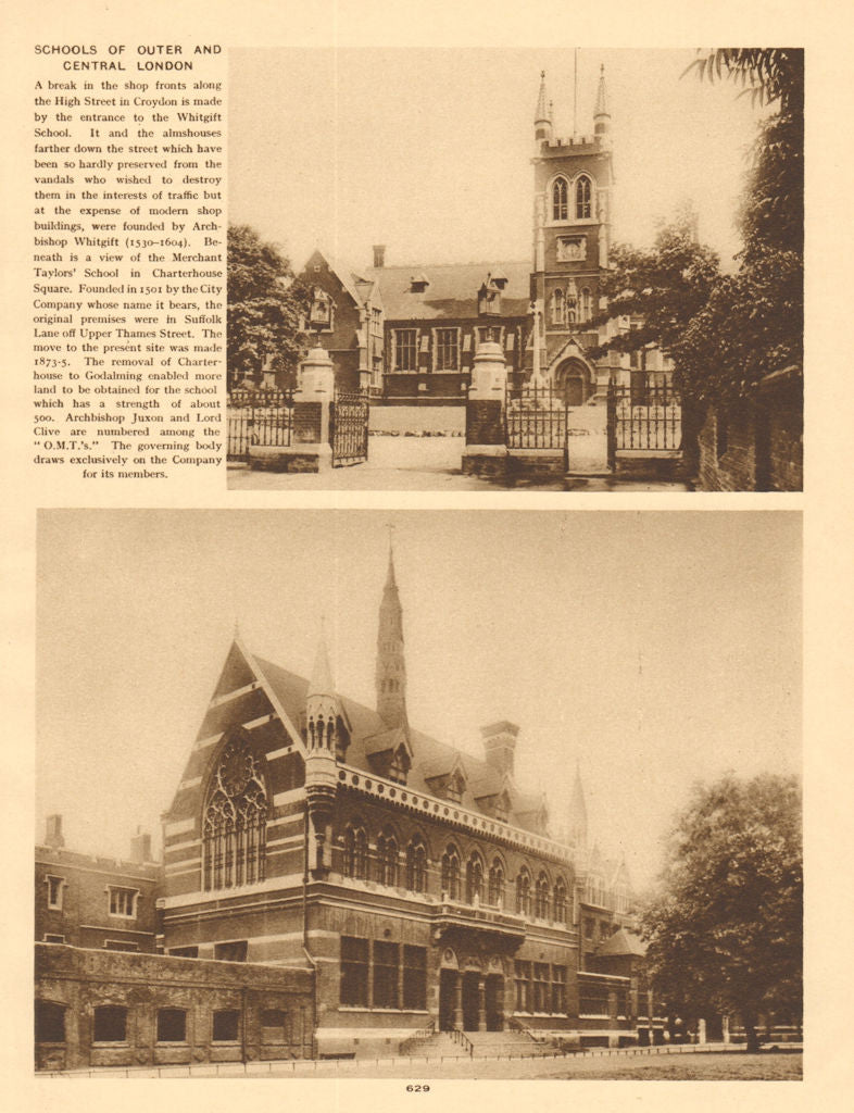 Whitgift School Croydon. Merchant Taylors School Charterhouse Square 1926